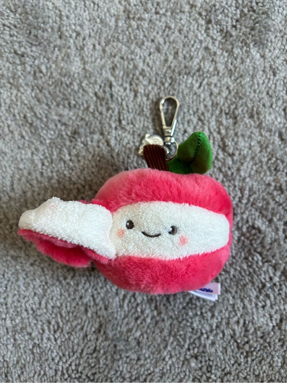 Baba Orchard Plush Pink Apple Keychain Stuffed Toy - Cute Smiling Fruit